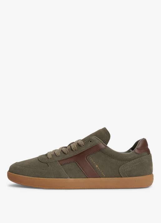 Tommy Hilfiger Sneakers van suède - detail 5 olijfgroen