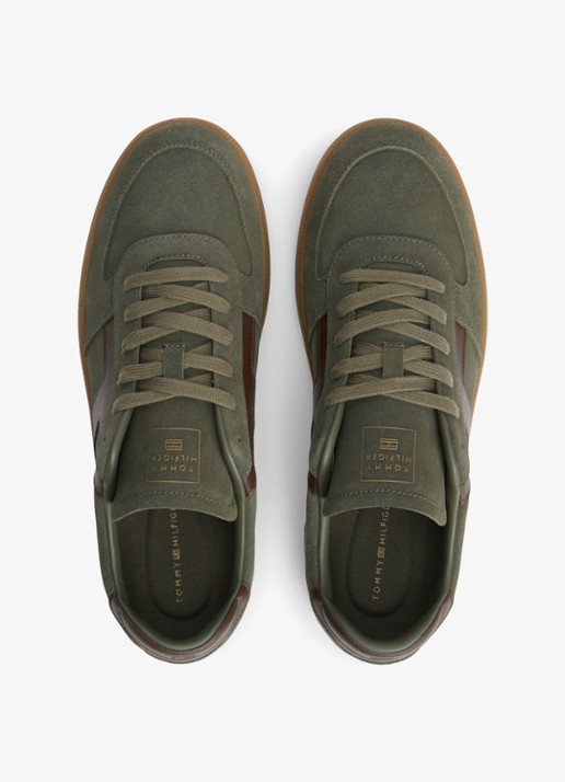 Tommy Hilfiger Sneakers van suède - detail 6 olijfgroen