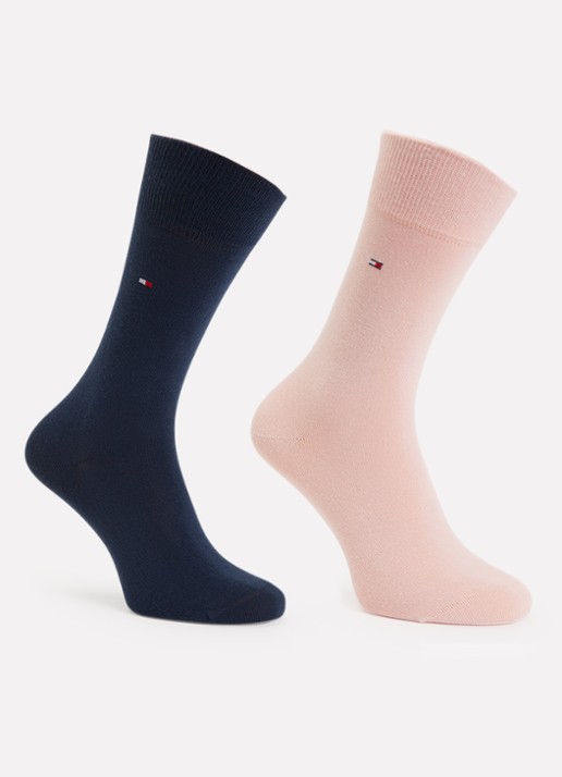 Tommy Hilfiger Sokken in katoenblend met logo in 2-pack - voorkant zalmroze