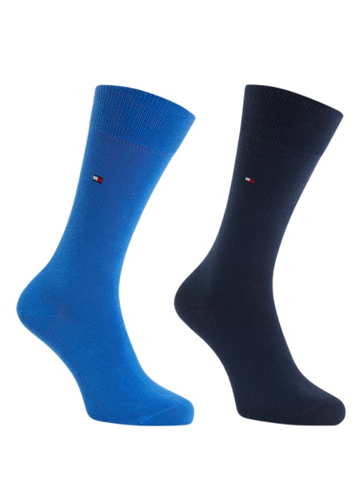 Tommy Hilfiger Sokken in katoenblend met logo in 2-pack - voorkant 2 kobaltblauw