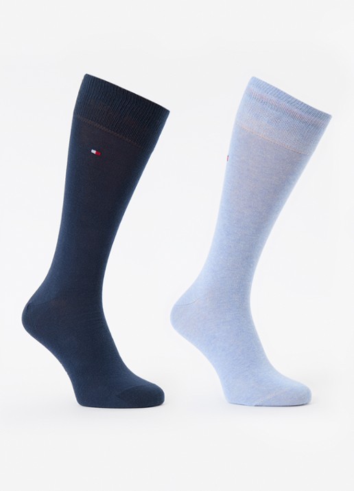 Tommy Hilfiger Sokken in katoenblend met logo in 2-pack - voorkant lichtblauw