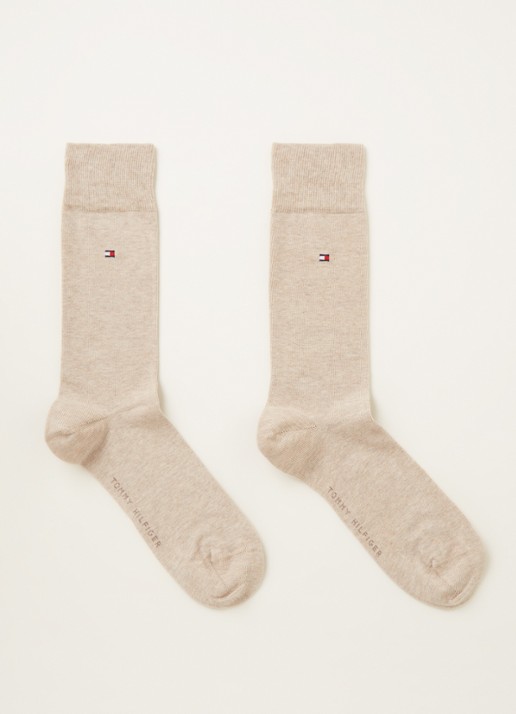 Tommy Hilfiger Sokken in uni in 2-pack - voorkant 4 beige