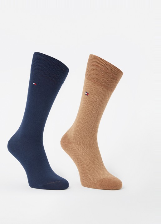 Tommy Hilfiger Sokken met logo in 2-pack - voorkant 2 camel