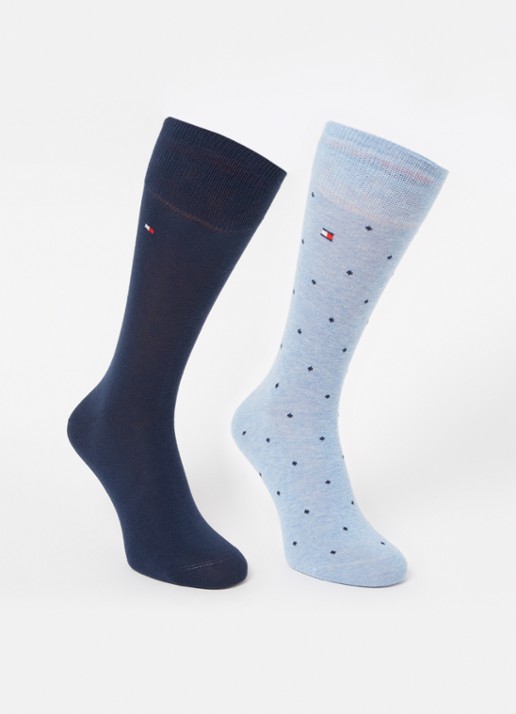Tommy Hilfiger Sokken met logo in 2-pack - voorkant lichtblauw