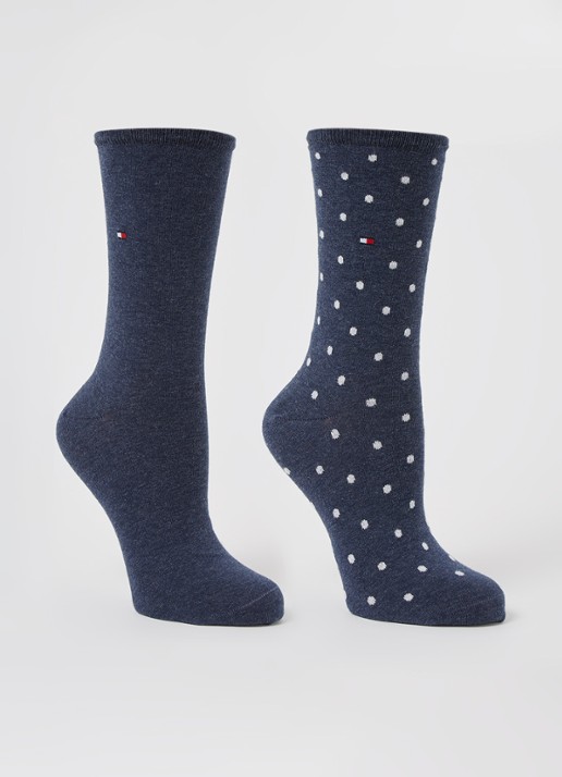 Tommy Hilfiger Sokken met print in 2-pack - voorkant 2 blauw