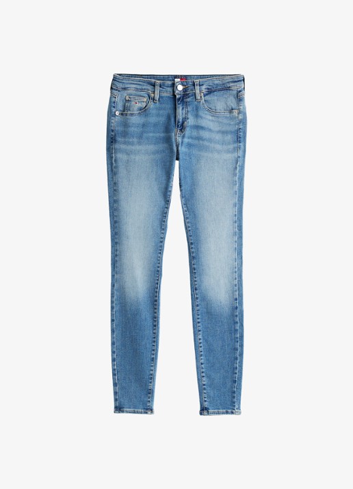 Tommy Hilfiger Sophie low waist skinny jeans met steekzakken - voorkant donkerblauw