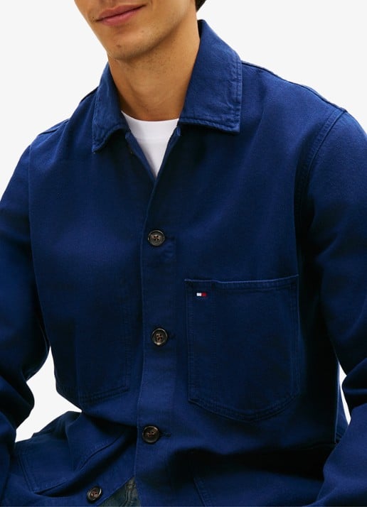 Tommy Hilfiger Spijkerjas met borstzak - detail 4 donkerblauw