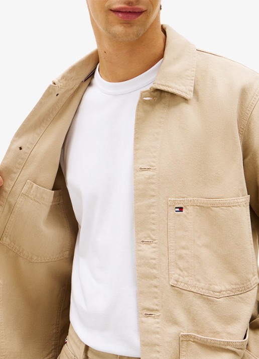 Tommy Hilfiger Spijkerjas met borstzak - detail 3 camel