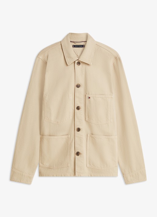 Tommy Hilfiger Spijkerjas met borstzak - voorkant 4 camel