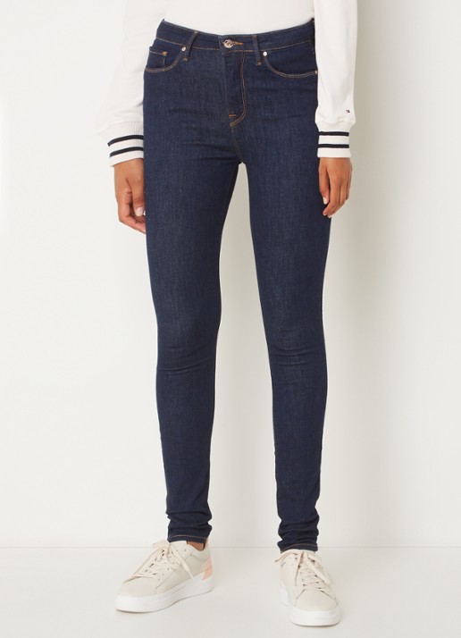 Tommy Hilfiger Steffie mid waist skinny jeans met donkere wassing - detail indigo