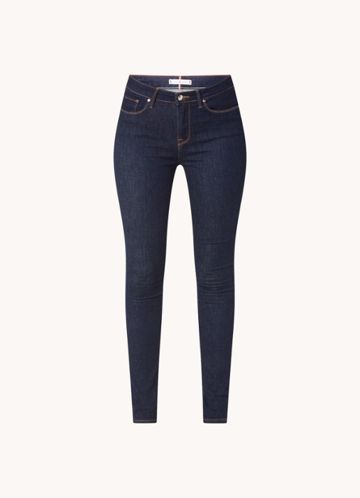 Tommy Hilfiger Steffie mid waist skinny jeans met donkere wassing - voorkant 4 indigo