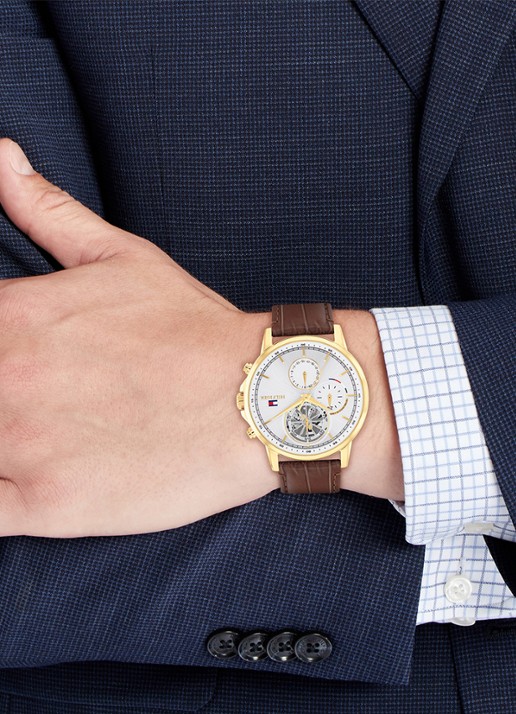 Tommy Hilfiger Stewart horloge TH1710631 - voorkant 4 bruin