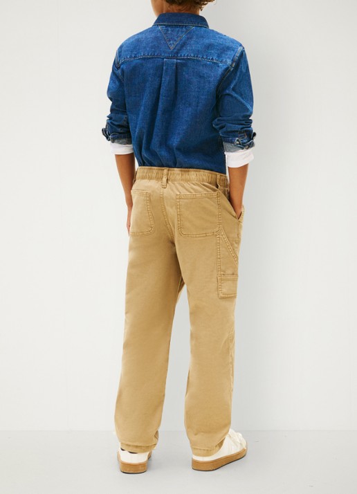 Tommy Hilfiger Straight fit broek met steekzakken - achterkant camel