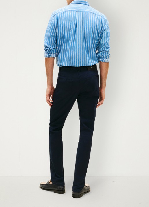 Tommy Hilfiger Straight fit chino met paspelzakken - achterkant 5 donkerblauw