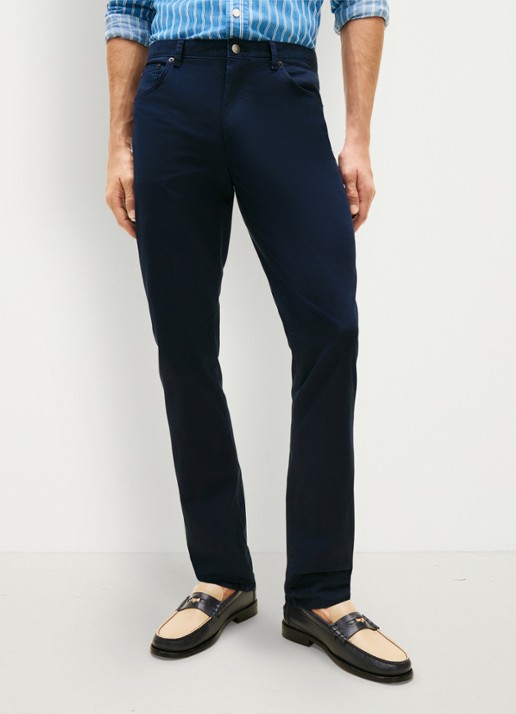Tommy Hilfiger Straight fit chino met paspelzakken - detail donkerblauw