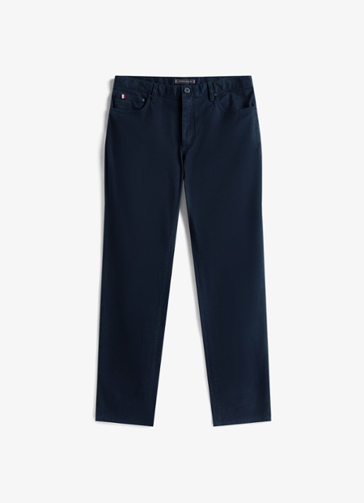 Tommy Hilfiger Straight fit chino met paspelzakken - voorkant 3 donkerblauw