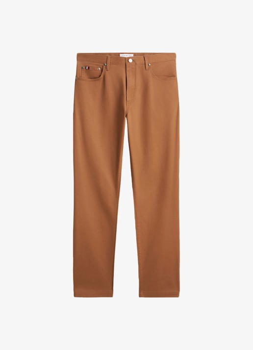 Tommy Hilfiger Straight fit chino met paspelzakken - voorkant orange