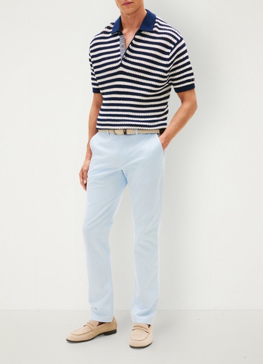 Tommy Hilfiger Straight fit chino met steekzakken - voorkant 2 lichtblauw