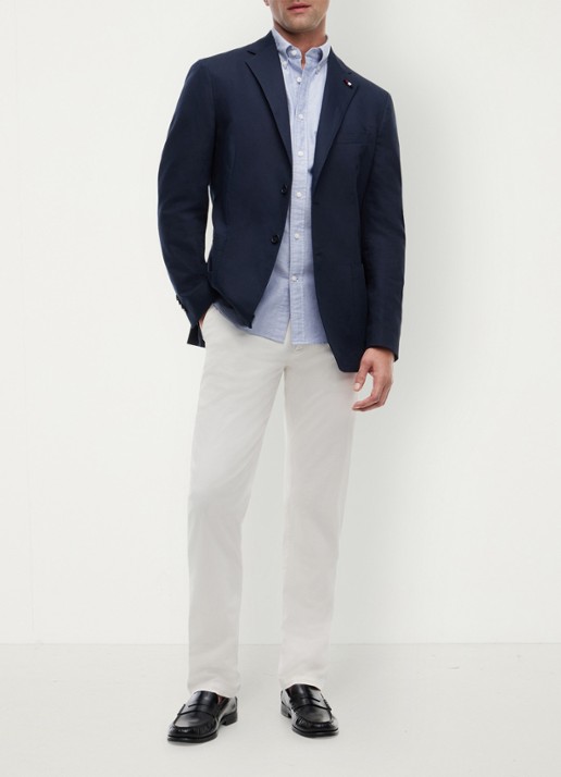 Tommy Hilfiger Straight fit chino met steekzakken - voorkant 3 gebroken wit