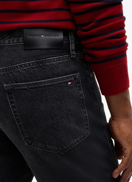 Tommy Hilfiger Straight fit jeans met donkere wassing - detail 4 zwart