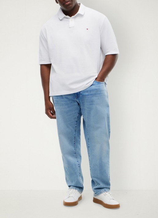 Tommy Hilfiger Straight fit jeans met lichte wassing - voorkant 2 denim