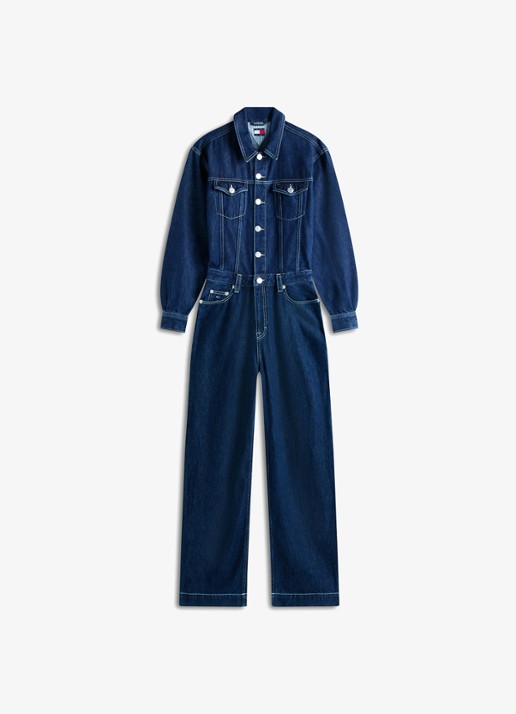 Tommy Hilfiger Straight fit jumpsuit in katoenblend - voorkant 5 jeans