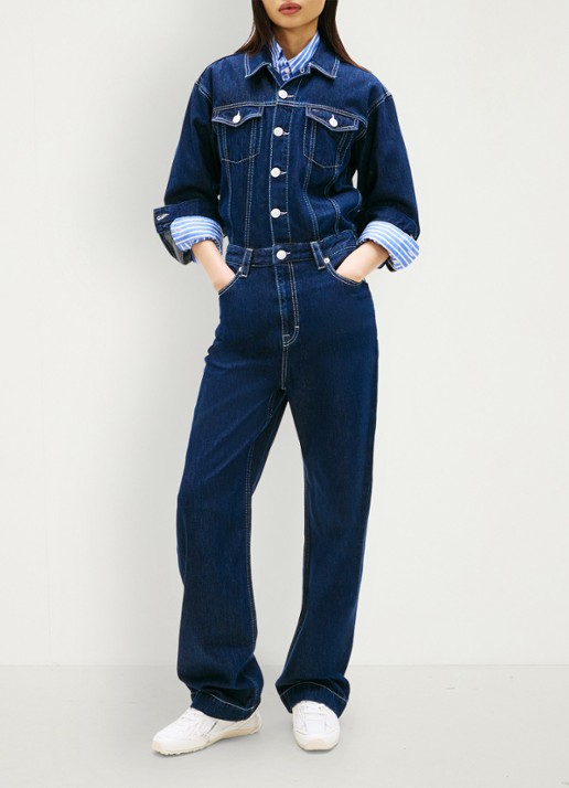 Tommy Hilfiger Straight fit jumpsuit in katoenblend - voorkant 6 jeans
