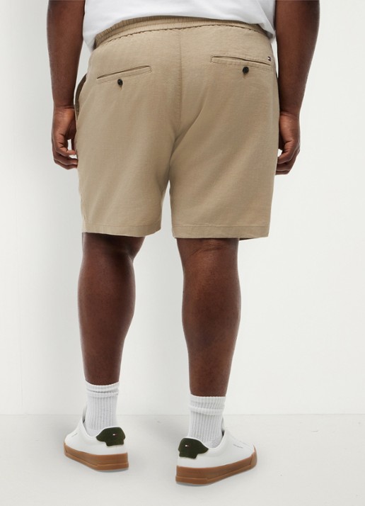 Tommy Hilfiger Straight fit korte broek in linnenblend - achterkant 5 beige