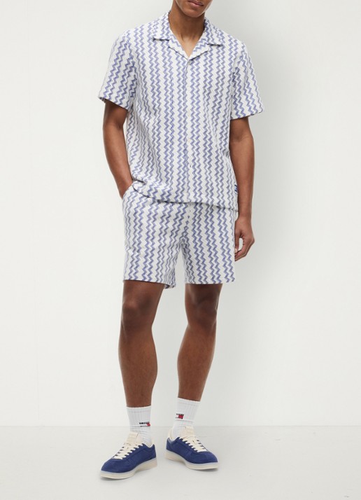 Tommy Hilfiger Straight fit korte broek met grafische print - voorkant blauw