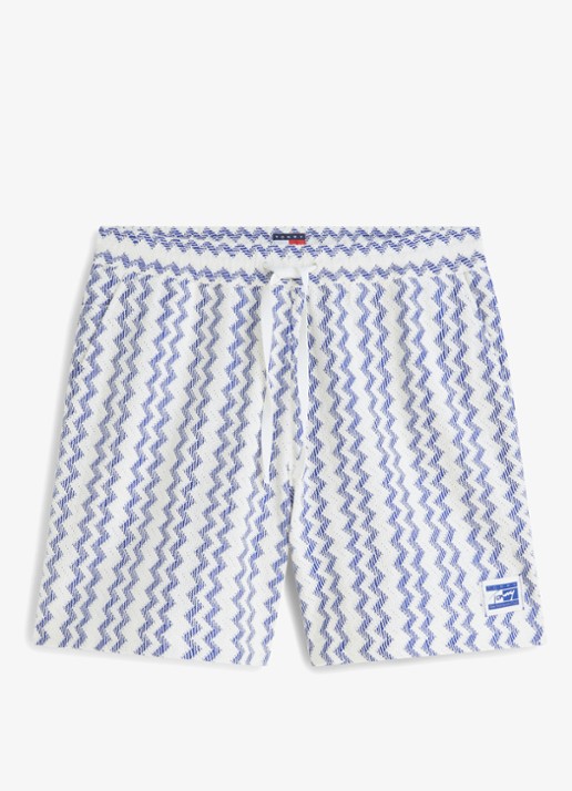 Tommy Hilfiger Straight fit korte broek met grafische print - voorkant 2 blauw