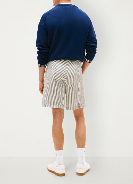 Tommy Hilfiger Straight fit korte broek met streepprint - achterkant 3 grijs