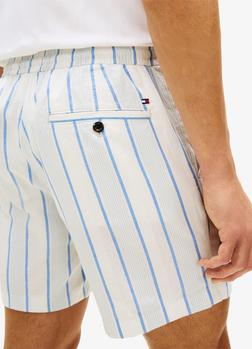 Tommy Hilfiger Straight fit korte broek met streepprint - detail 4 blauw