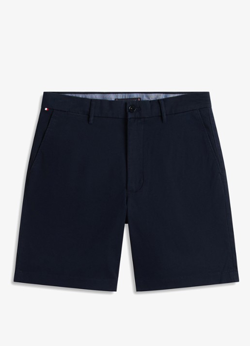 Tommy Hilfiger Straight fit korte chino in katoenblend - voorkant donkerblauw