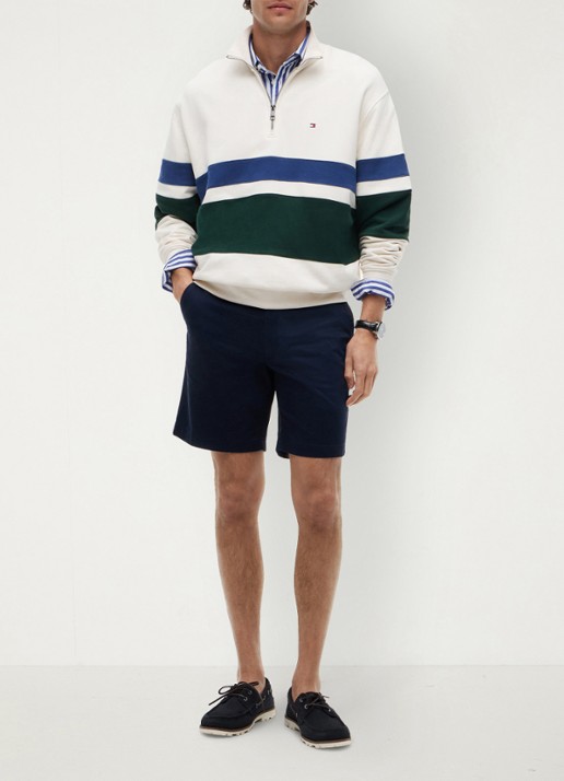 Tommy Hilfiger Straight fit korte chino in katoenblend - voorkant 2 donkerblauw