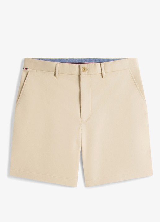 Tommy Hilfiger Straight fit korte chino in katoenblend - voorkant 2 beige