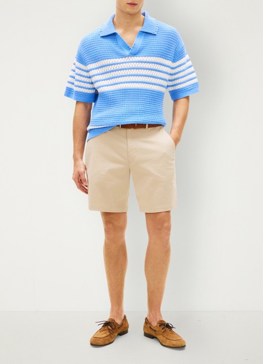 Tommy Hilfiger Straight fit korte chino in katoenblend - voorkant 2 beige