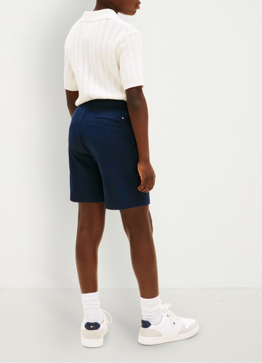 Tommy Hilfiger Straight fit korte joggingbroek met steekzakken - achterkant 5 donkerblauw
