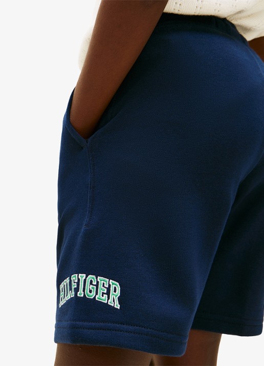 Tommy Hilfiger Straight fit korte joggingbroek met steekzakken - detail 4 donkerblauw