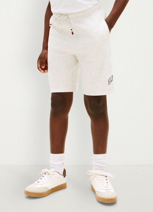 Tommy Hilfiger Straight fit korte joggingbroek met steekzakken - detail 2 lichtgrijs
