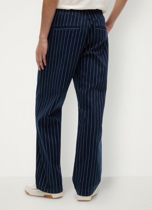Tommy Hilfiger Straight fit pantalon met krijtstreep - achterkant 5 donkerblauw
