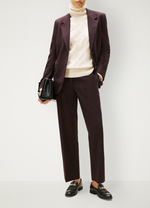Tommy Hilfiger Straight fit pantalon met paspelzakken - voorkant 4 aubergine
