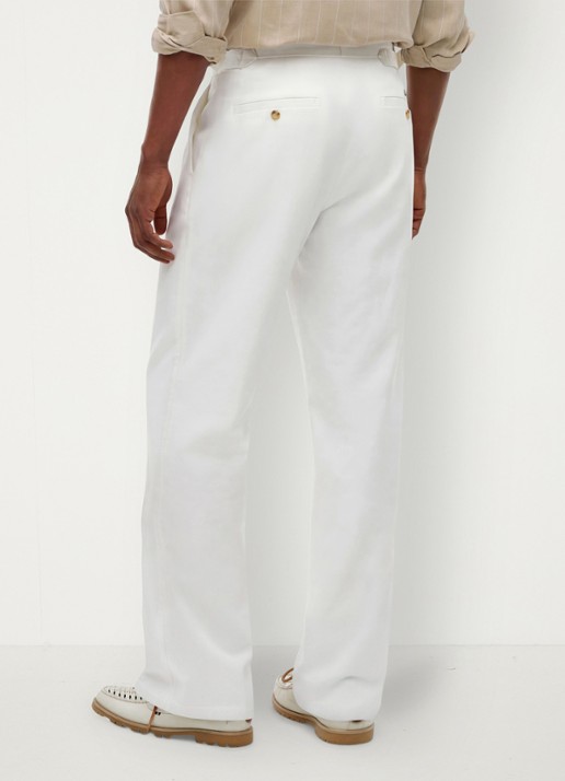 Tommy Hilfiger Straight fit pantalon met steekzakken - achterkant 8 ivoor