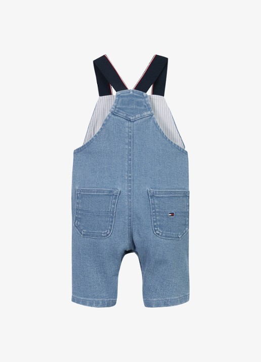 Tommy Hilfiger Straight fit tuinbroek van denim met steekzakken - voorkant 2 indigo