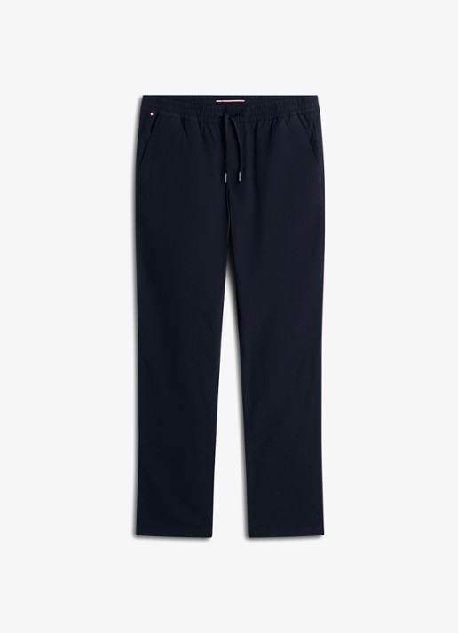 Tommy Hilfiger Straight leg chino met trekkoord - voorkant 2 donkerblauw