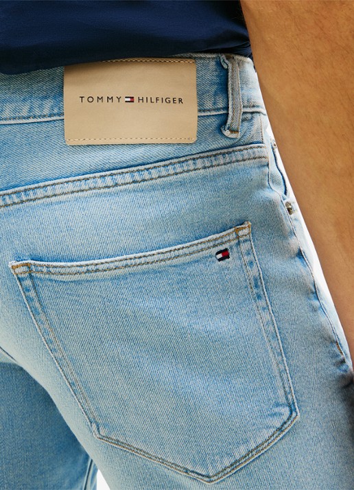 Tommy Hilfiger Straight leg korte broek van denim - detail 5 lichtblauw
