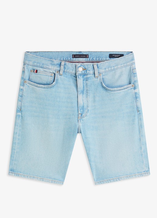 Tommy Hilfiger Straight leg korte broek van denim - voorkant 2 lichtblauw