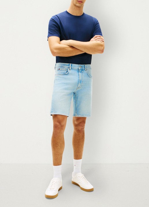 Tommy Hilfiger Straight leg korte broek van denim - voorkant 3 lichtblauw