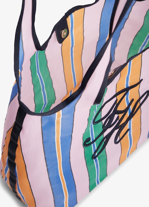 Tommy Hilfiger Strandtas met streepprint en logo - detail multicolor