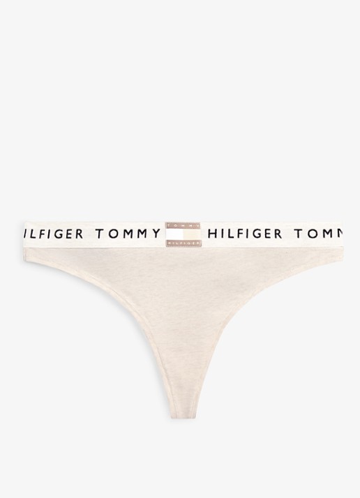 Tommy Hilfiger String met logoband - voorkant 2 beige