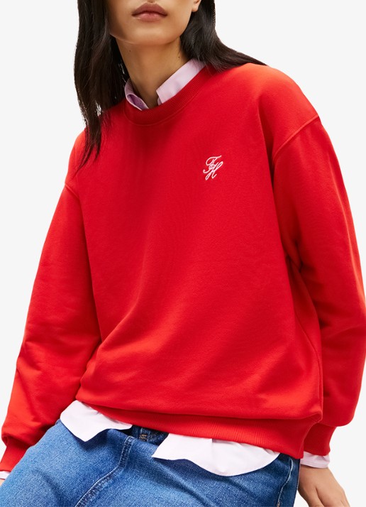 Tommy Hilfiger Sweater in katoenblend - detail 4 rood